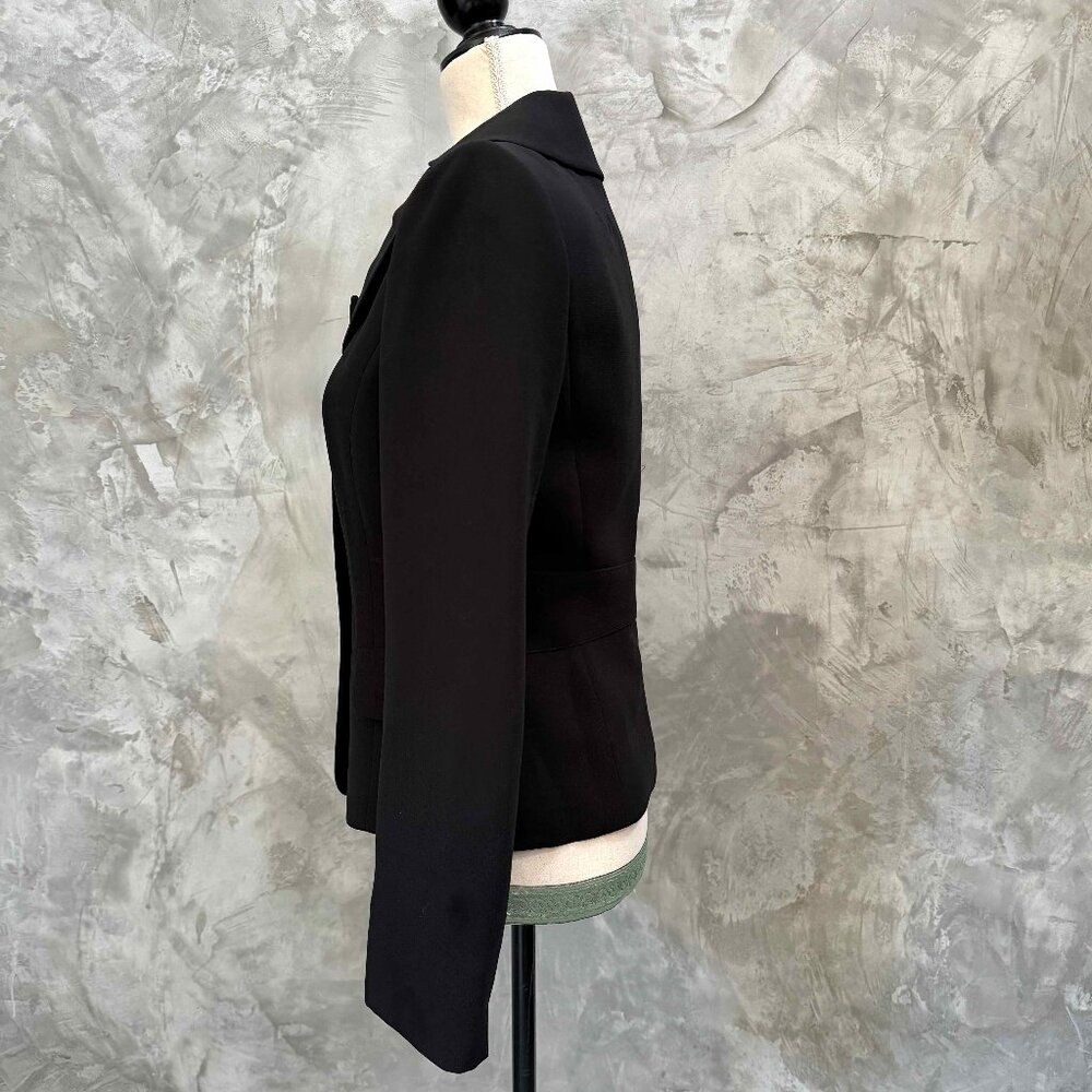 Tahari Arthur S. Levine Black Women's Blazer Ruffled Collar Size 4 - Picture 4 of 7